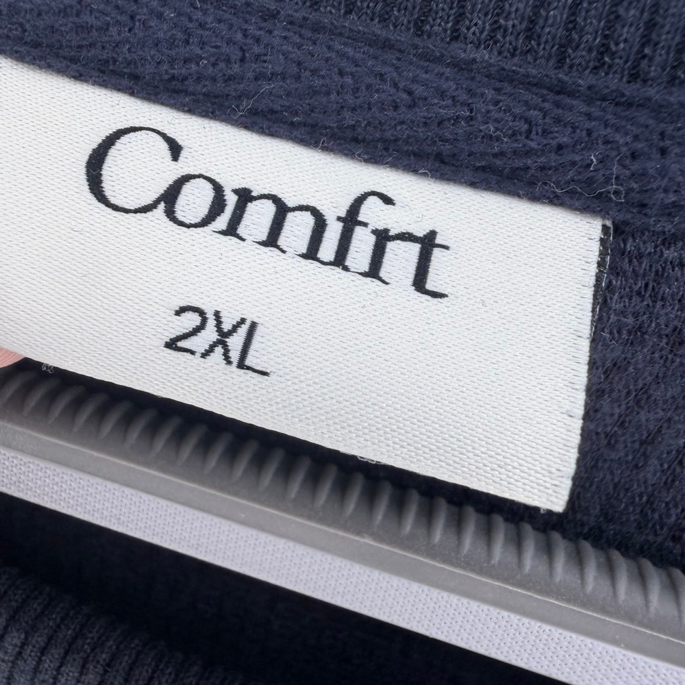 COMFRT WAFFLE LOUNGE Womens 2XL Navy Blue Oversized Crewneck Cozy Minimal Casual - Picture 5 of 8